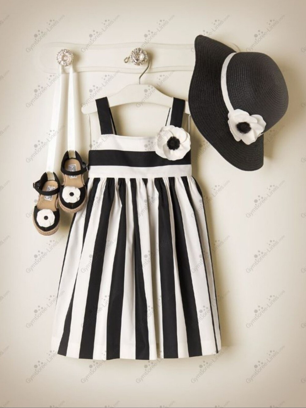 Janie & Jack vintage "French Voyage" blossom striped dress